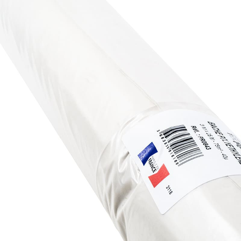 Bâche peinture en ROULEAU 3x25 m - Haute Qualité TECPLAST 80RPE - Rouleau  plastique de protection pour sol et meuble - Made in France