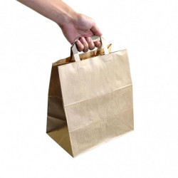 Sac Kraft 11 litres, Fond large, Poignées plates, Résistant, Opaque, Marron (x1000)